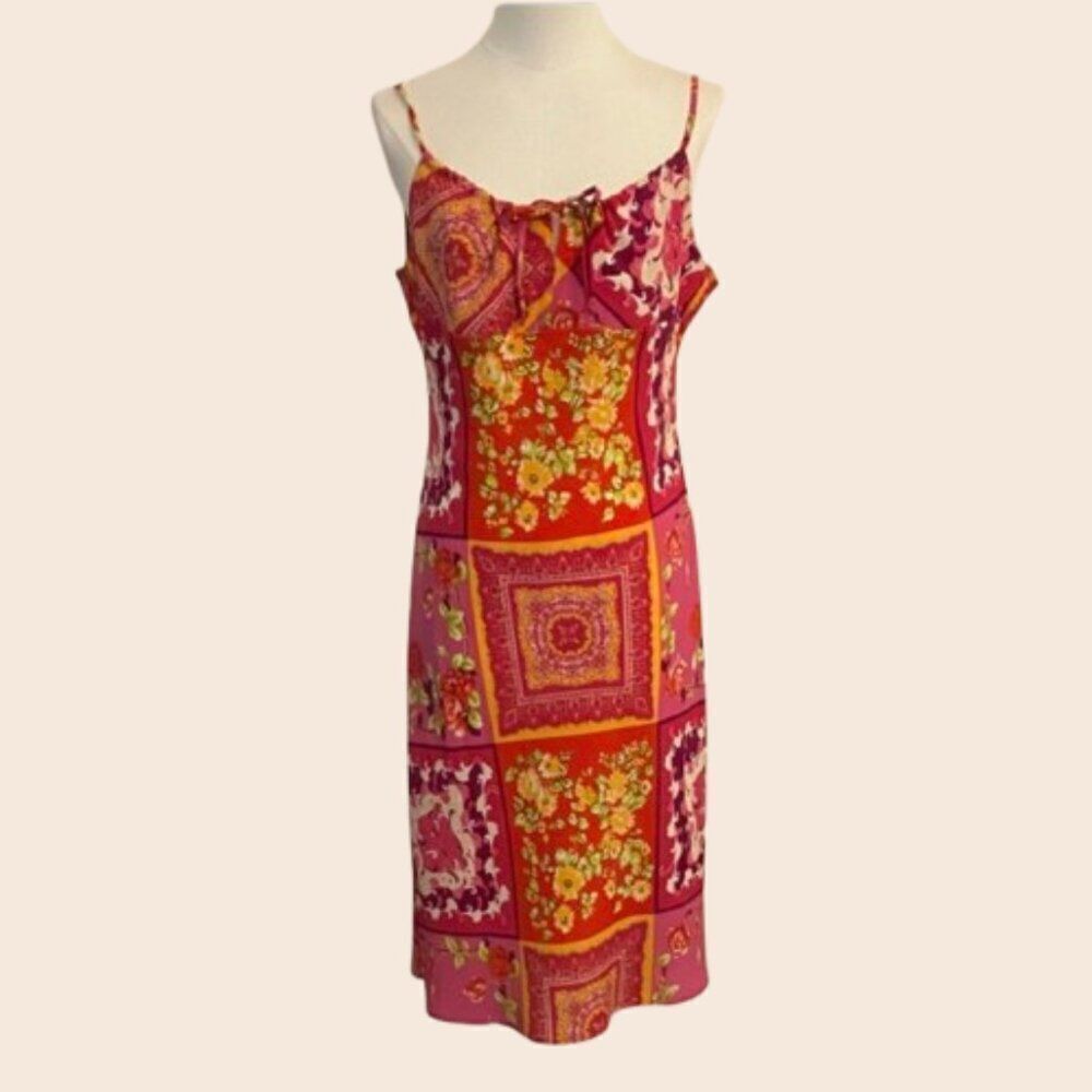 Vintage 90's Floral Patchwork Bohemian Midi Sundress Size Medium